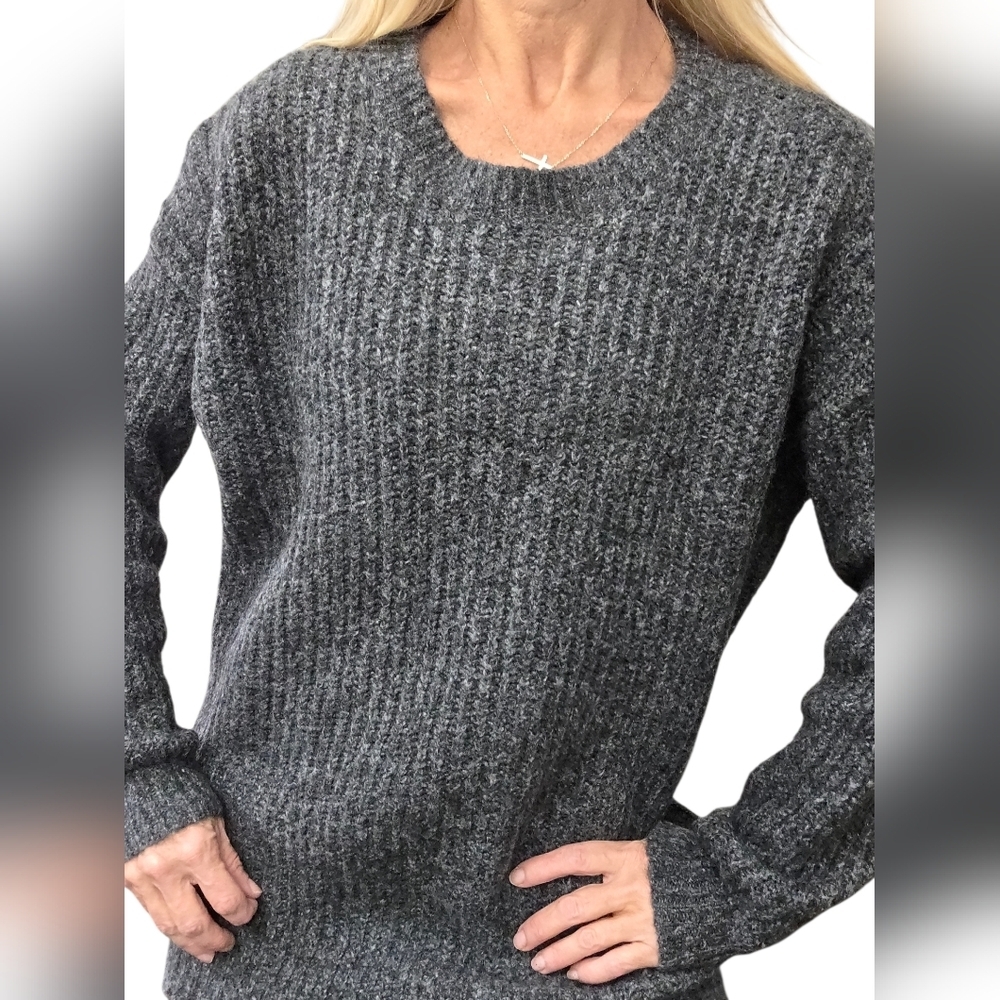 Denim Supply Ralph Lauren Gray Chunky Wool Blend Italian Yarn Sweater M